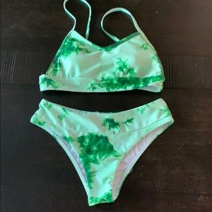 Green tie die bikini set